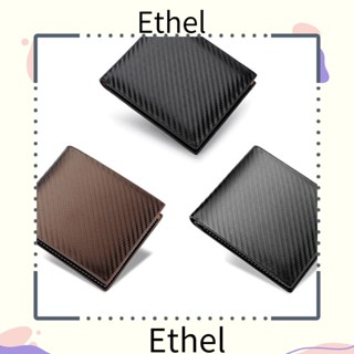 Ethel1 กระเป๋าสตางค์ผู้ชาย ลายสก๊อต คาร์บอนไฟเบอร์ มีซิป กระเป๋าใส่เหรียญ