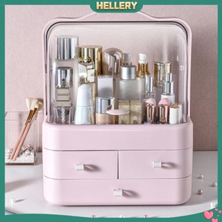 [HelleryTH] เคสเครื่องสําอาง 3 ชั้น แบบพกพา กันฝุ่น อเนกประสงค์