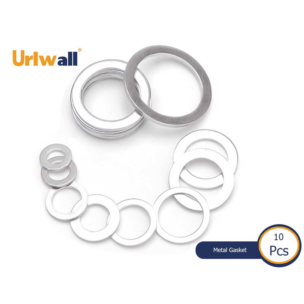 Urlwall 10pcs อลูมิเนียมแบนปะเก็นเครื่องซักผ้าปะเก็นธรรมดา Nut และ Bolt ฮาร์ดแวร์พิเศษชุดอุปกรณ์เสริมแหวนโลหะซีล M4 M5 M6 M8 M10 M12 M14 M16 M18 M20 M22