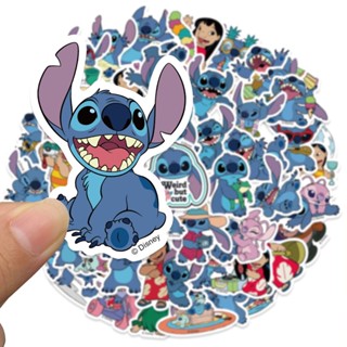 สติกเกอร์ ลายการ์ตูนดิสนีย์ Lilo &amp; Stitch น่ารัก สําหรับตกแต่งไดอารี่ แล็ปท็อป กระเป๋าเดินทาง สเก็ตบอร์ด DIY 50 ชิ้น