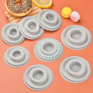 Ah 8 ชิ้นรอบสีเทา Flocked ลูกปัด Board Organizer เครื่องมือวัดสําหรับสร้อยข้อมือสร้อยคอประดับด้วยลูกปัดเครื่องประดับทําถาด WorkBenc