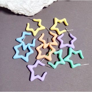 New 925 Silver Needle Macaron Colorful Ear Studs Candy Pentagram Earrings Women Ins Girl Heart Cute Earrings Temperament