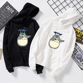 เสื้อกันหนาว มีฮู้ด ลายการ์ตูนอนิเมะกราฟฟิค Totoro Kawaii สไตล์ญี่ปุ่น ฮาราจูกุ สําหรับผู้หญิง