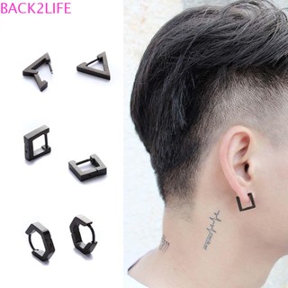 Back2life ต่างหูสตั๊ดแฟชั่น ทรงเรขาคณิต หกเหลี่ยม ไทเทเนียม สี่เหลี่ยม หลายเหลี่ยม เครื่องประดับ