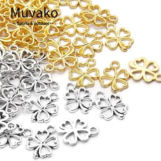 Muvako สี่ใบ สีเงิน สีทอง สเตนเลส นําโชค จี้ สร้อยข้อมือ สร้อยคอ เครื่องประดับ จี้ เสน่ห์ อุปกรณ์เครื่องประดับ