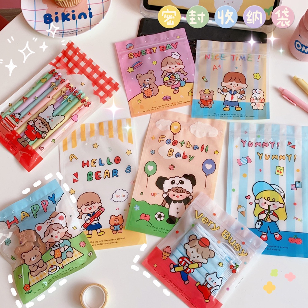 A183 สั่งขั้นต่ำ 5 ชิ้น ถุงซิปใส่ของ ลายน่ารัก ขนาด 13.5*13.5 ซม. พร้อมส่ง K.package - รูปที่ 2
