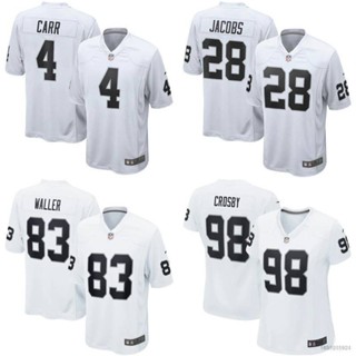 เสื้อกีฬาแขนสั้น ลายทีมชาติฟุตบอล Las Vegas Raiders NFL No.28 Jacobs No.4 Carr No.83 Waller No.98 Crosby No.28