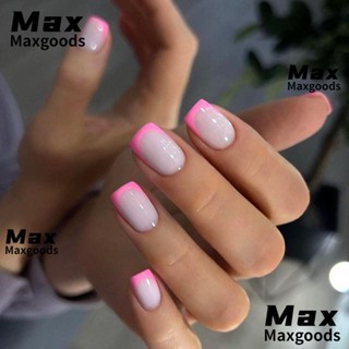 Maxg เล็บปลอมแฟชั่น ทรงกลม สั้น สีขาว สีน้ําตาล ถอดออกได้ DIY