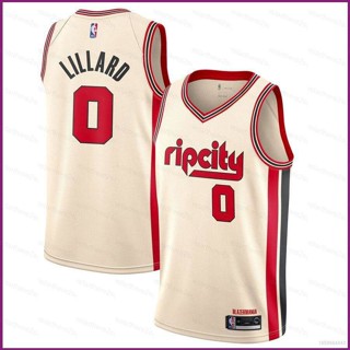 เสื้อกีฬาแขนกุด ลายทีม NP2 NBA City Edition Jersey Portland Blazers No.0 Lillard Classic Jersey 2021 22 พลัสไซซ์ PN2