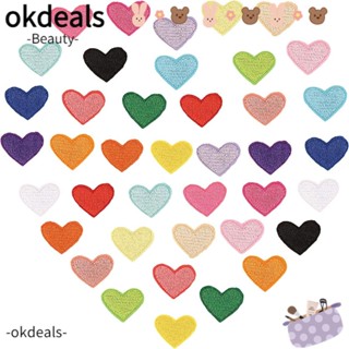 Okdeals แผ่นแพทช์ผ้า รูปหัวใจ หลากสีสัน สําหรับเย็บปักถักร้อย