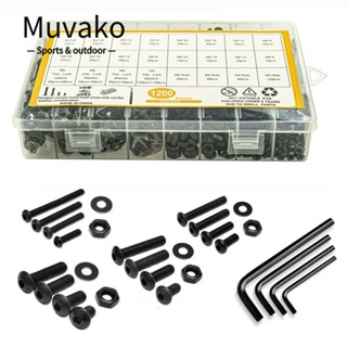 Muvako ชุดสกรูซ็อกเก็ต น็อต เหล็กคาร์บอน M3 M4 M5 M6 10.9 1200 ชิ้น