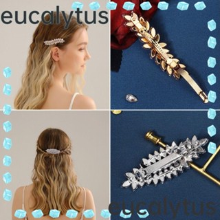 Eucalytus1 กิ๊บติดผม คริสตัล หรูหรา เครื่องประดับผม เพื่อนเจ้าสาว โลหะผสม ใบไม้ ปิ่นปักผม