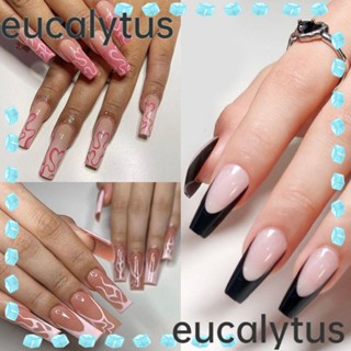 Eucalytus1 เล็บปลอม ขอบสีดํา DIY 24 ชิ้น