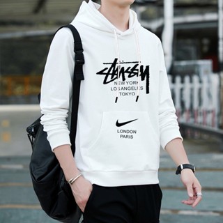 Nike X Stussy เสื้อกันหนาว มีฮู้ด พิมพ์ลายโลโก้ ขนาดใหญ่ สําหรับผู้ชาย และผู้หญิง