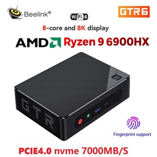 Beelink GTR6 คอมพิวเตอร์เกมมิ่ง ขนาดเล็ก PC AMD Ryzen 9 6900HX Windows 11 Pro DDR5 6E BT5.2 LAN 2.5G หน้าจอ 8K ล็อคลายนิ้วมือ