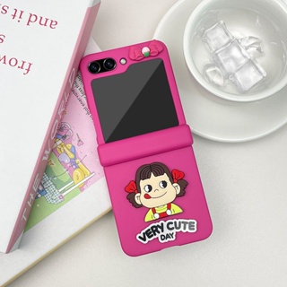 เคสโทรศัพท์มือถือ ลายเด็กผู้หญิงหัวเราะ สีแดงกุหลาบ สําหรับ Samsung Galaxy Z Flip 3 Z Flip 5 5G Flip 4 Galaxy Z Flip5 Z Flip5