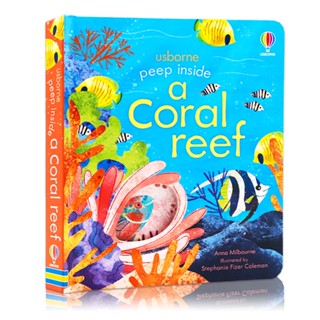 หนังสือปะการัง Usborne Peep Inside A Coral Reef 3D เพื่อการเรียนรู้ สําหรับเด็ก