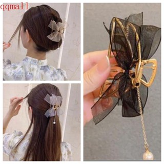 QQMALL Fashion Bow Hair Claw Korea Hair Clips Crab Clips Women Lace Headwear Metal Bathing Retro Hair Accessories/Multicolor