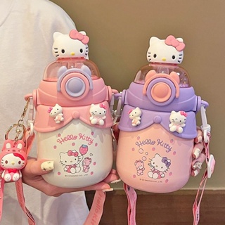 SANRIO ขวดน้ําสเตนเลส 316 ลายการ์ตูนน่ารัก พร้อมหลอดดูด ขนาดใหญ่ 600 มล. พกพาง่าย สําหรับนักเรียน