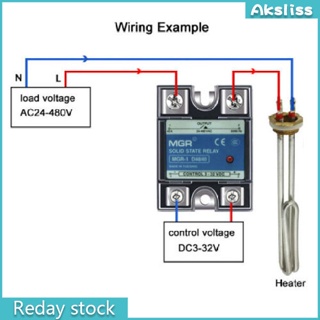 โซลิดสเตตรีเลย์ AKS 40A 3-32VDC เป็น 24-480V AC SSR พร้อมฝาครอบใส