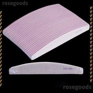 Rosegoods1 ตะไบขัดเล็บ สองด้าน แบบพกพา สีเทา สีขาว 10 ชิ้น