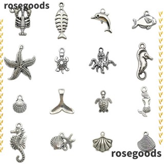 Rosegoods1 จี้รูปปลาทะเล คละแบบ สําหรับทําเครื่องประดับ สร้อยข้อมือ DIY 105 ชิ้น