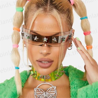 Ebinlands Y2K แว่นตากันแดด UV400 Steampunk Cyber Starlight Shades One Piece