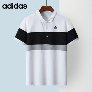 Adidas ของแท้ 100% เสื้อโปโลแขนสั้น ผ้าถัก ระบายอากาศ สําหรับผู้ชาย