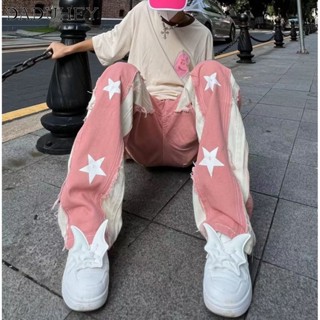 DaDuHey🔥 Hong Kong Style High Street Fashion Loose Casual Pants Mens 2023 Summer Thin Fashion Brand Straight Printed All-Matching Jeans