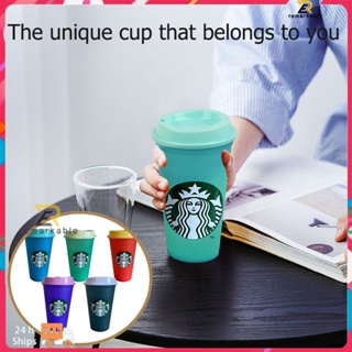 สต็อกพร้อม 473ml/16floz Starbucks Large Capacity Change Cool Cup Celestial Cup Can Be Reuse Cup Can Beใช้ในขวดน้ำเย็น