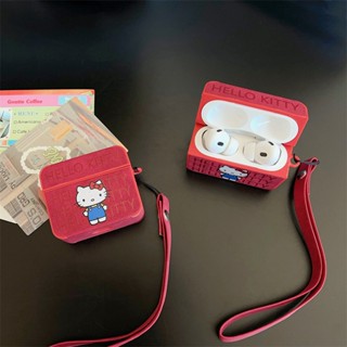 เคสหูฟังบลูทูธ ลายแมว สีแดง สําหรับ AirPods Pro2 Airpod Pro 1 2 3 AirPods Pro 2