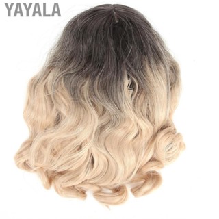 Yayala Blonde Wig Heat Resistant Long Wavy Gradient Color Corrugated Hairstyle For