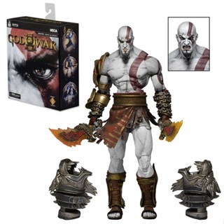 ((พร้อมส่ง) Neca God of War 3 Kratos Kratos มีดเปลวไฟสิงโต 23 ซม. ขยับได้