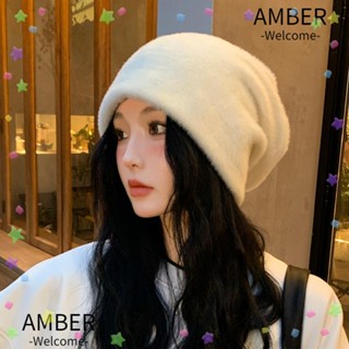 Amber หมวกกันน็อค ขนมิงค์ กันลม ให้ความอบอุ่น แบบสวมหัว สีพื้น เหมาะกับใส่กลางแจ้ง สําหรับผู้หญิง