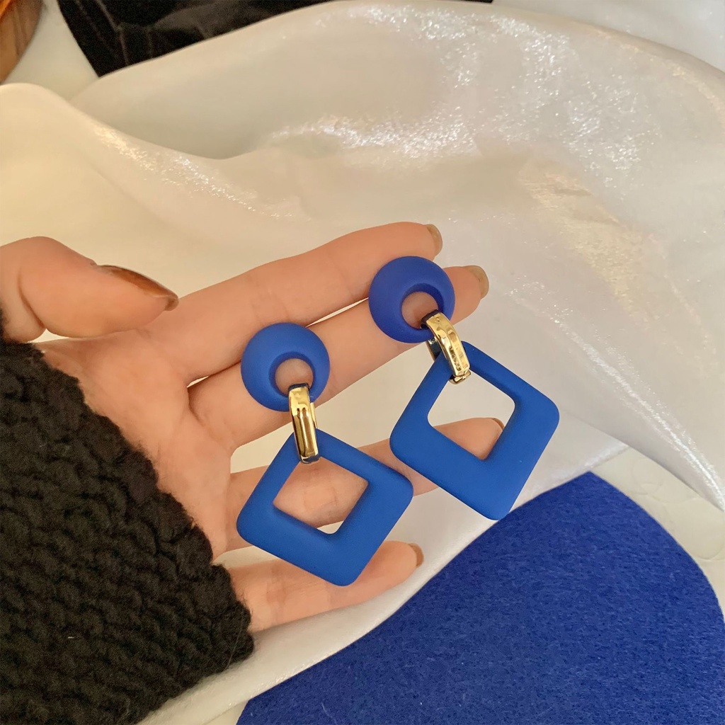 ผู้หญิงเลดี้แฟชั่นเรขาคณิตโบโฮกลีบดอกไม้ใหญ่จี้หยดต่างหูโลหะผสม