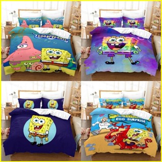 Yb3 SquarePants 3in1 ชุดเครื่องนอน ผ้าปูที่นอน ปลอกหมอน ผ้าห่ม สําหรับบ้าน ห้องนอน BY3