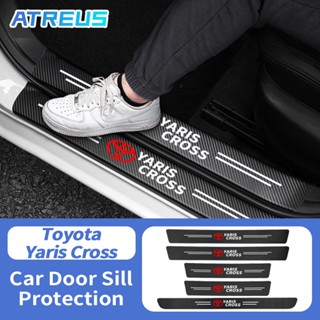 Toyota Yaris Cross สติกเกอร์​ กันรอยชายบันไดรถยนต์ สติกเกอร์คาร์บอนไฟเบอร์ ป้องกันรอยขีดข่วน สำหรับติดประตูรถยนต์ Threshold stickers to prevent trampling