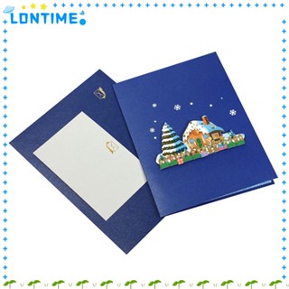 Lontime การ์ดอวยพร ลายบ้านขนมปังขิง ข้อความเชิญ แบบพับได้ ของขวัญคริสต์มาส สําหรับเด็กผู้ชาย ผู้หญิง