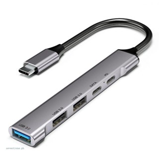 【seve*】4 In1 อะแดปเตอร์ฮับ USB C USB3 0 USB2 0 TypeC PD60W อะลูมิเนียมอัลลอย ชาร์จเร็ว