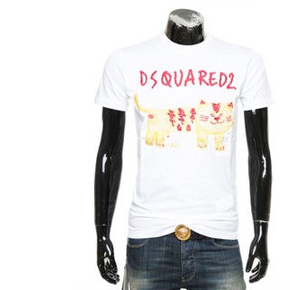 Dsquared2 D2 Power เสื้อยืดแขนสั้น คอกลม พิมพ์ลายเสือ สําหรับผู้ชาย S74GD0939 S23009