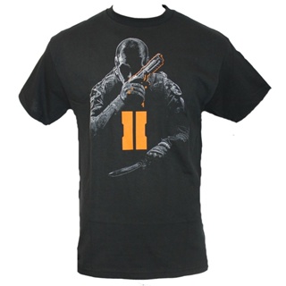 ขายดี เสื้อยืดลําลอง แขนสั้น คอกลม พิมพ์ลาย Call OF Duty Black Ops II สีส้ม สําหรับผู้ชาย 786582