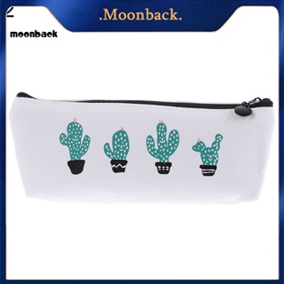 &lt;moonback&gt; กระเป๋าดินสอ ผ้าแคนวาส พิมพ์ลายกระบองเพชร สีเขียว สําหรับใส่เครื่องเขียน โรงเรียน