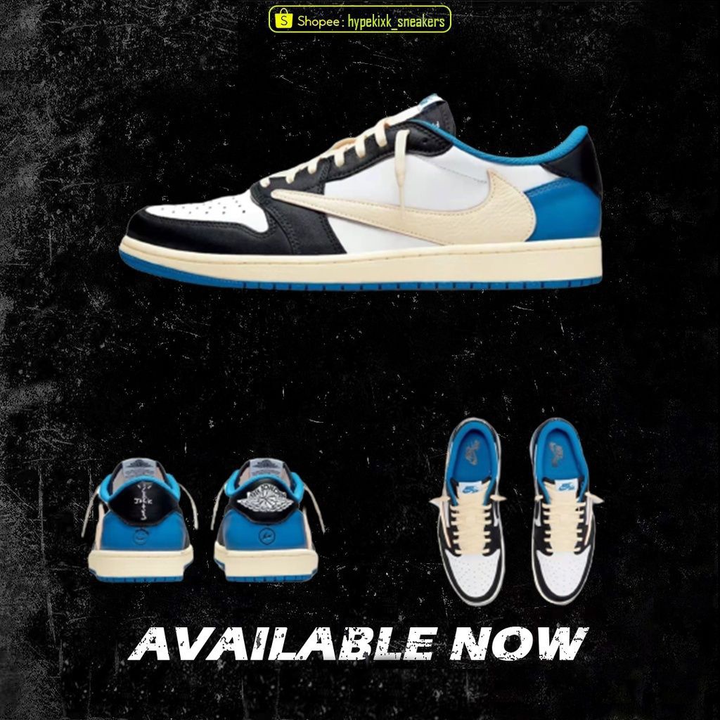 Nike Air Jordan 1 Low Fragment x Travis Scott AJ1 AJ DM7866 140 (ของแท้ 100%) รองเท้าผ้าใบลําลอง สําหรับผู้ชาย ผู้หญิง 2023