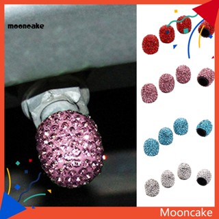 Moon* ฝาครอบวาล์วยาง ประดับพลอยเทียม แวววาว ติดตั้งง่าย สําหรับรถยนต์ รถบรรทุก รถจักรยานยนต์ จักรยาน ชุดละ 4 ชิ้น