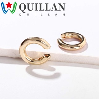Quillan ต่างหูคลิป สีทอง เครื่องประดับ สําหรับผู้หญิง ผู้ชาย 2 ชิ้น ต่อชุด