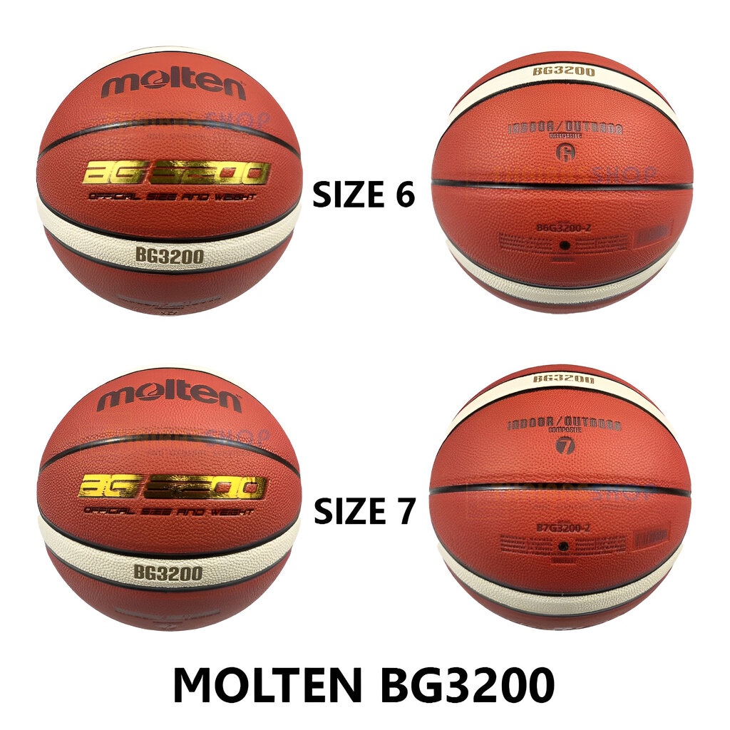 (ของแท้ 100%) บาสเกตบอล ลูกบาส Molten รุ่น BG3200 ลูกบาสหนัง PU เบอร์ 6/เบอร์ 7 indoor/outdoor ทนปูน
