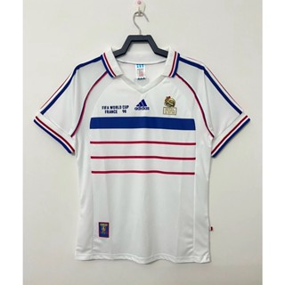 เสื้อกีฬาแขนสั้น ลายทีมชาติฟุตบอล Jersey 98 Away In France สไตล์เรโทร