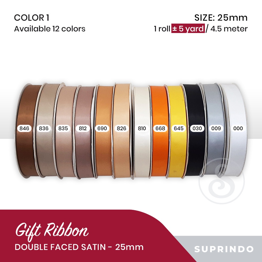 ต่อ 4.5 เมตร/5 YARDS IMPORTED SATIN Ribbon/ Double Faced Satin 25 mm (3)