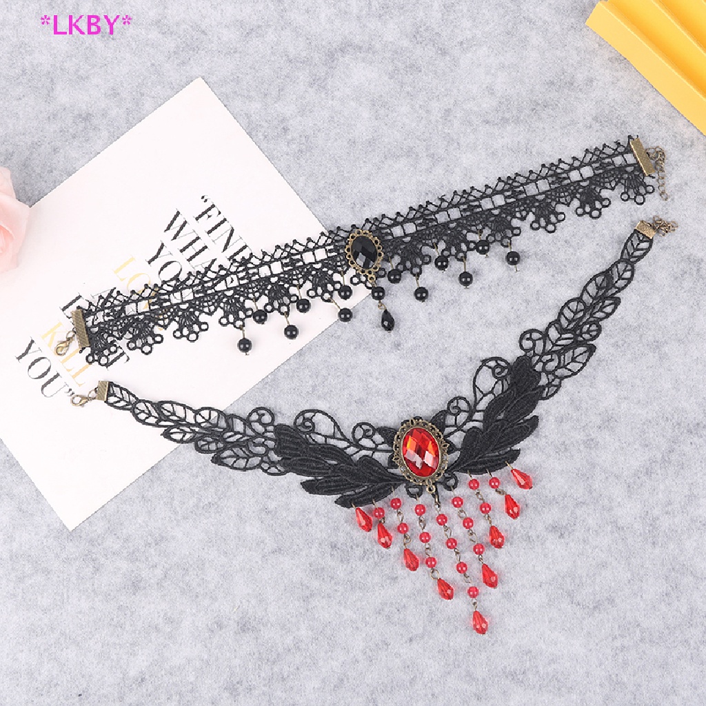 Luckybabys> เครื่องประดับคอผู้หญิง ลูกไม้ สไตล์โกธิค โช้กเกอร์ สําหรับผู้หญิง วินเทจ เซ็กซี่ ใหม่