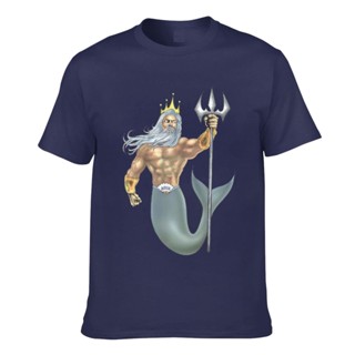 เสื้อยืดแขนสั้นPoseidon Mermaid Father Merdad Mer Dad Merman The King Neptune Mens Short Sleeve T-ShirtS-5XL